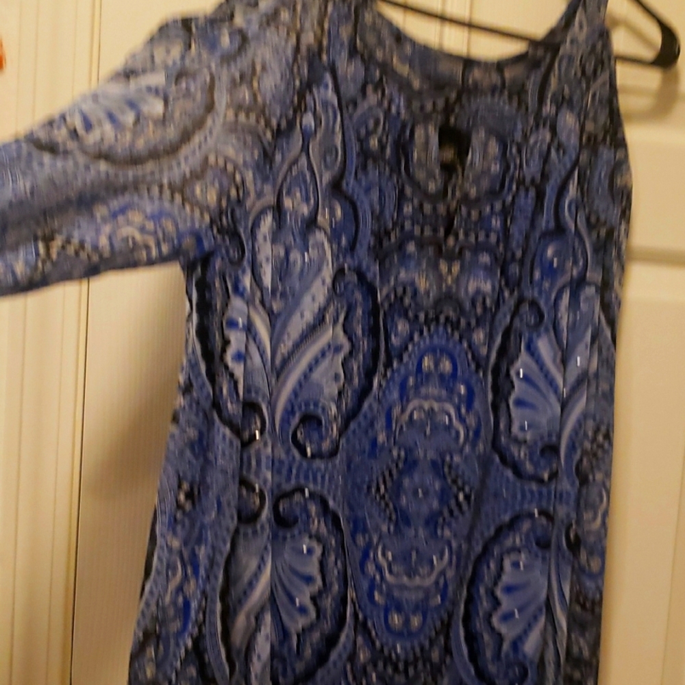Blue Paisley Long Sleeve Blouse/top